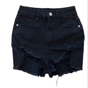 💥Shein black cut off jean shorts 2